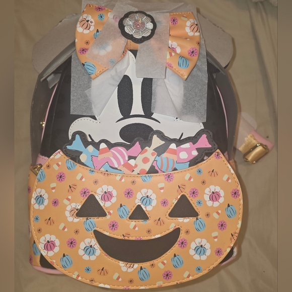 Minnie Mouse Holloween Loungefly Backpack - Black Pink Orange - Picture 2 of 5